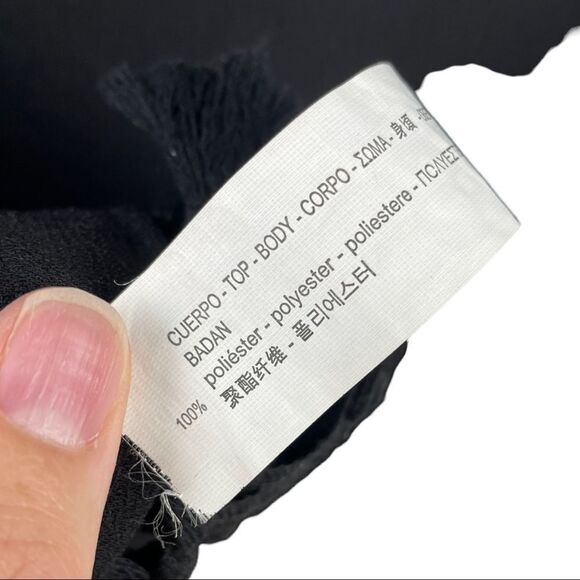 Zara Black Tassel Hem Boho Short Sleeved Shift Mini Dress Size S - Picture 8 of 8